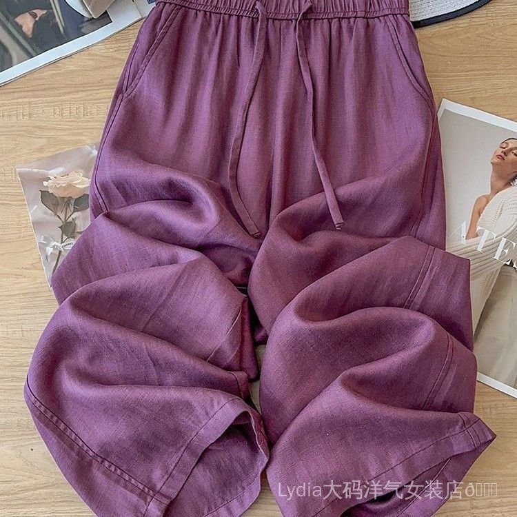 Quần ống rộng eo cao màu vàng chất liệu linen drap - Phong cách mỏng nhẹ,deal ưu đãi mùa hè