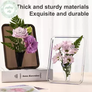 PUSKY Acrylic Khung Ảnh Bình Hoa Nghệ Thuật Hiện Đại Bình Hoa Để Bàn Giá Đỡ Cây Cho Văn Phòng Nhà Quà Tặng Bàn Cưới Centerp Trang Trí VN