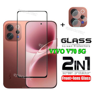 VIVO V70 5G Bảo Vệ Màn Hình 2 Trong 1 + Bảo Vệ Ống Kính Full Keo VIVOV70 Kính Cường Lực Bảo Vệ Phim Với Camera Bảo Vệ Flim