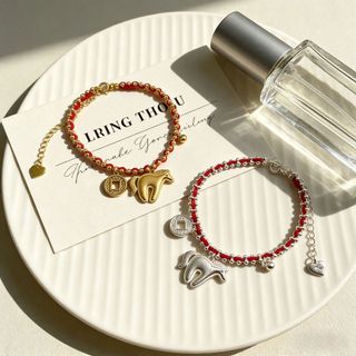 Vòng tay nữ kim loại vàng bạc, dây đỏ thiết kế hình cung hoàng đạo ngựa, phong cách mới từ châu Âu và Mỹ