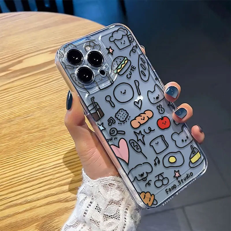 Ốp Silicon Trong Suốt Graffiti Cho iPhone 11-16 Pro Max