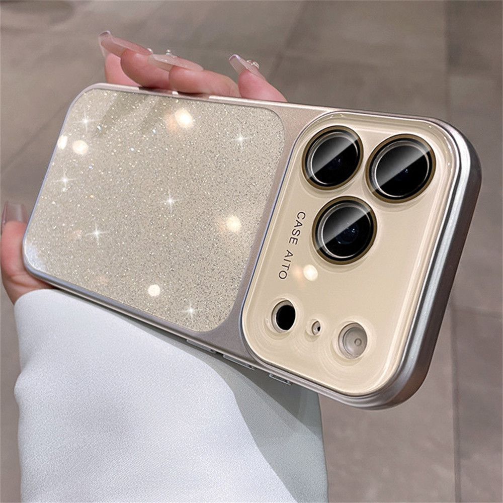 Ốp điện thoại lấp lánh thời trang cho iPhone 17 Pro Max 13 14 15 16 pro max Bao gồm tất cả bảo vệ ống kính máy ảnh vỏ mềm Vỏ bảo vệ vỏ điện thoại