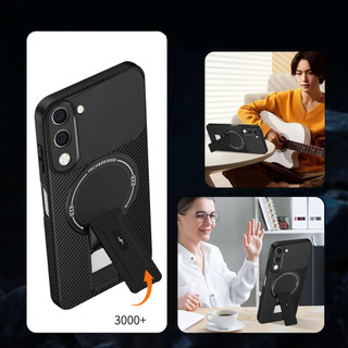 Dành Cho Vivo Y04 4G / Y29s 5G Ốp điện thoại Sợi Carbon Kết Cấu Mặt Sau Cứng Từ Tính Có Chân Đế Mềm TPU Cạnh Chống Sốc Mỏng Bao