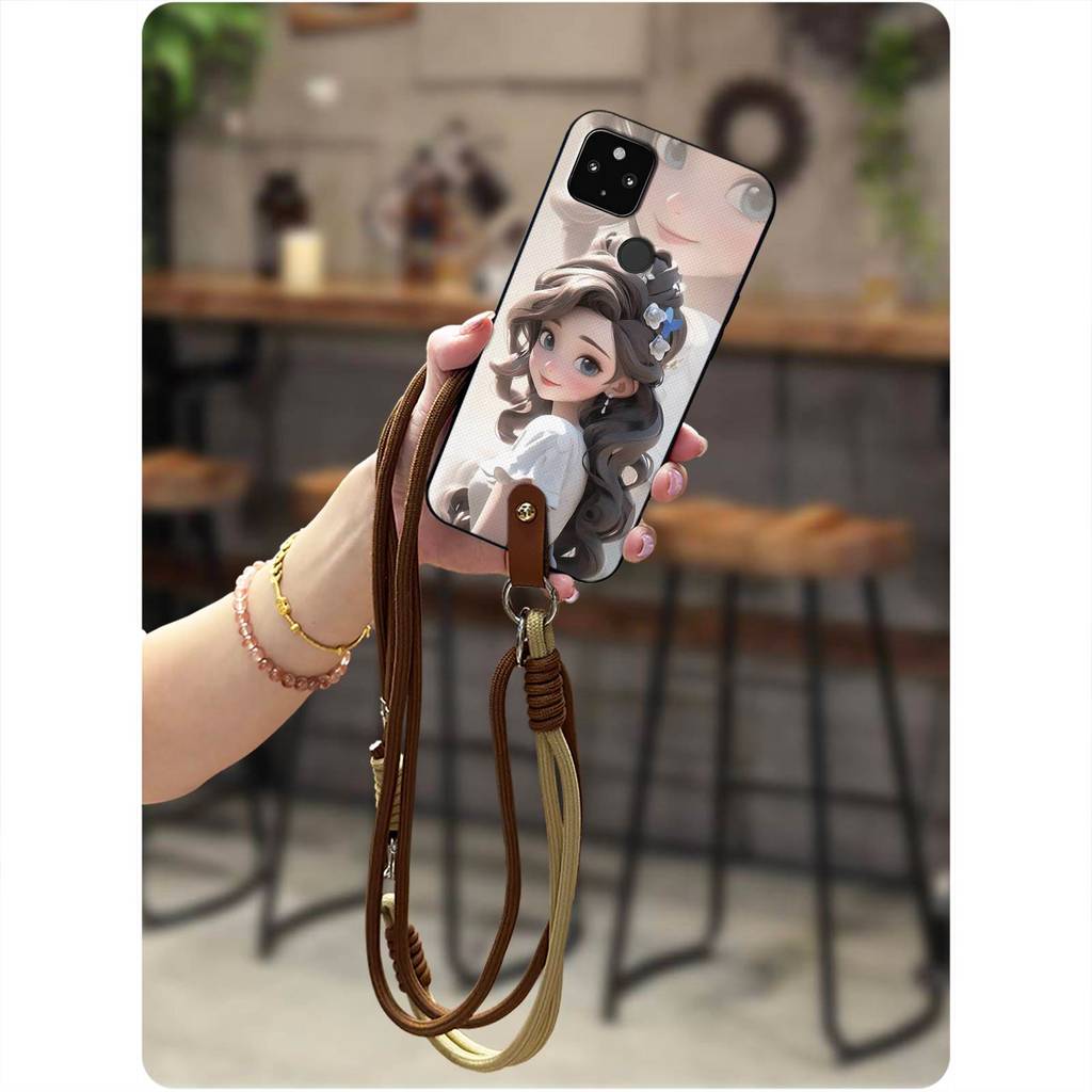 Ốp Lưng Mềm Dây Ốp lưng Google Pixel 4A 5G Chống Va Đập Bảo Vệ Chống Bụi Bẩn Vòng Cổ Bọc Toàn Bộ Phim Hoạt Hình Chống Thấm Nước Silicon Chống Sốc Mặt Sau chéo TPU