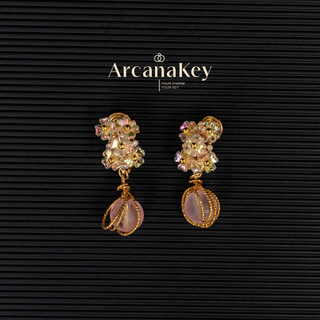 Bông tai đính hoa hồng Sakura màu Dopamine, thiết kế phù hợp mùa hè, phụ kiện hàng ngày nhẹ nhàng từ ArcanaKey