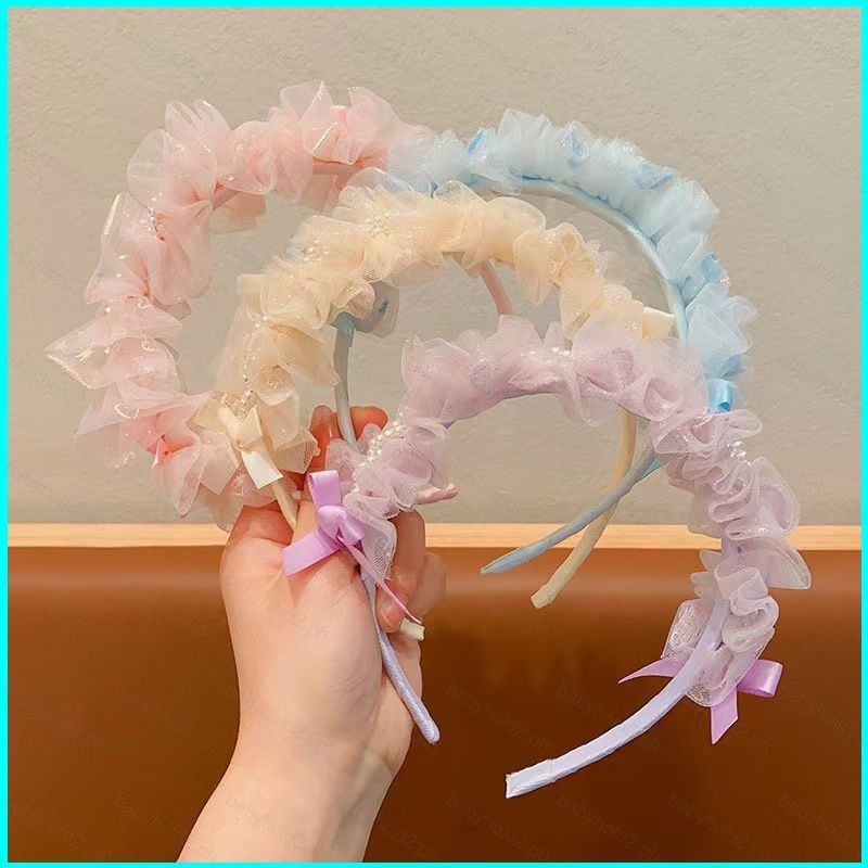 Băng đô xếp nếp bằng vải tuyn màu pastel thanh lịch - Phụ kiện thời trang