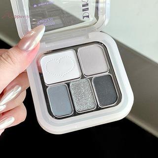 5 Màu Punk y Trang Điểm Mắt Bảng Phấn Mắt Bạc Trắng Xám Đậm Đen Mờ & Shimmer Trang Điểm Tiệc Lâu Dài