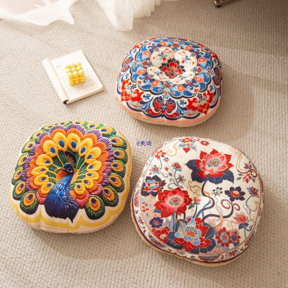 Đệm WANYEDI Tatami, Đệm Futon tròn sang trọng phong cách dân tộc, Đệm ghế lười thoáng khí dày 40cm hiện đại để trang trí nhà cửa