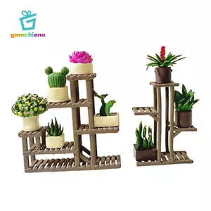 Gamchiano 1 / 64 Bộ Chân Đế Hoa Mini, Phụ Kiện Nhà Búp Bê Thu Nhỏ Trang Trí Phong Cảnh Sân Vườn Nhỏ Đồ Trang Trí Nhà Búp Bê Trang Trí