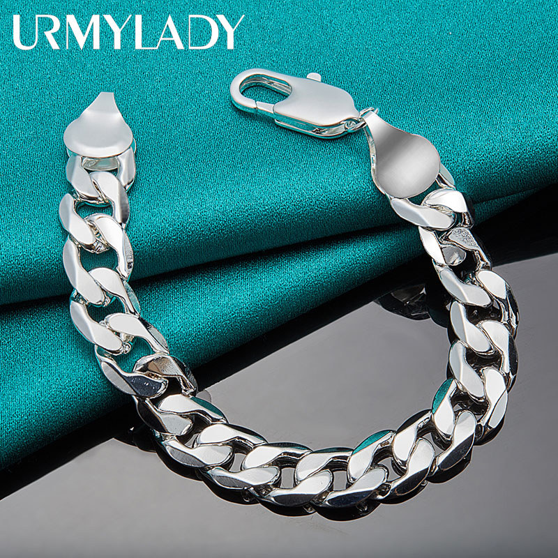 URMYLADY Vòng Tay Nam Bạc 925 Dây Xích 12mm, Thiết Kế Thời Trang Cho Lễ Cưới
