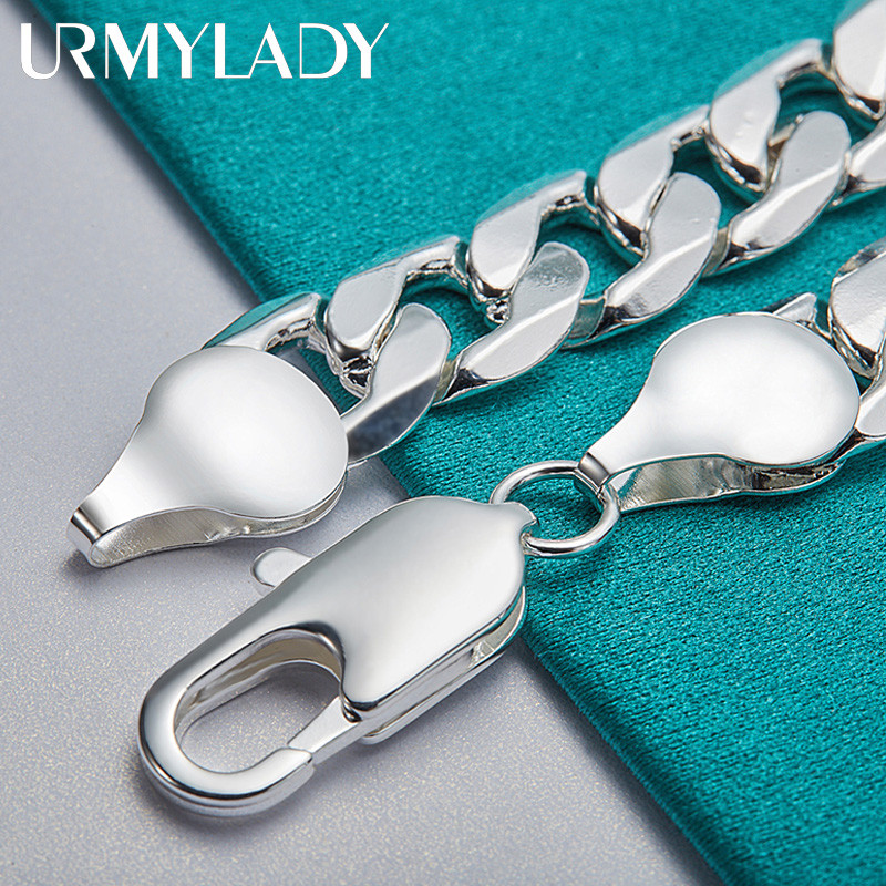 URMYLADY Vòng Tay Nam Bạc 925 Dây Xích 12mm, Thiết Kế Thời Trang Cho Lễ Cưới