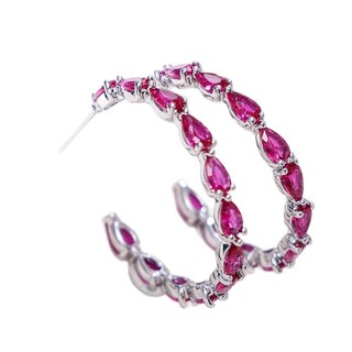 Châu Âu Mỹ ins Phong Cách Mới Bông Tai Corundum Đỏ Nữ