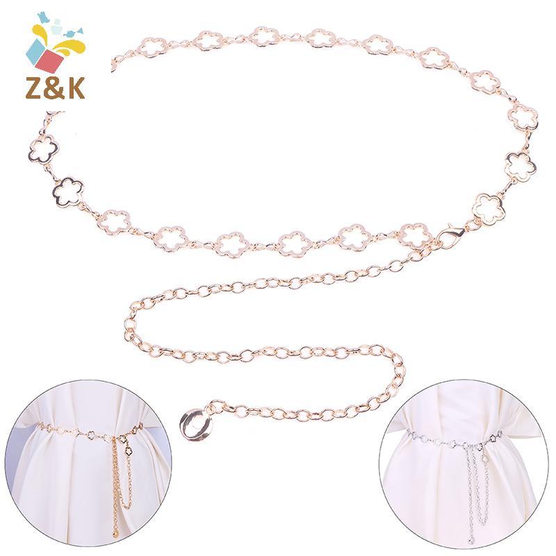 ZK Đầm Áo Sơ Mi Kim Loại Rỗng, Dây Xích Thắt Lưng Cho Nữ