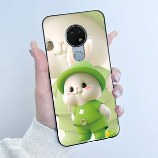 Ốp Lưng TPU Mềm Đen Cho Nokia 7.2/6.2, Họa Tiết Thỏ Tình Yêu, Silicon Bảo Vệ Mặt Sau