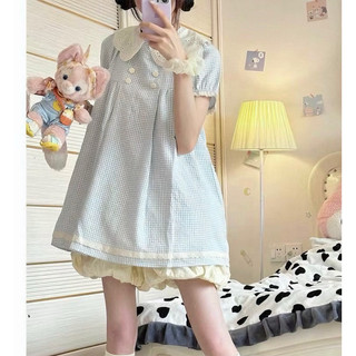 [Pre-Order]-Đầm Tiểu Thư Cổ Búp Bê Dáng Ngắn, Hoạ Tiết Caro Phối Ren Xinh Xắn (KHÔNG KÈM QUẦN ĐÙI TRONG)