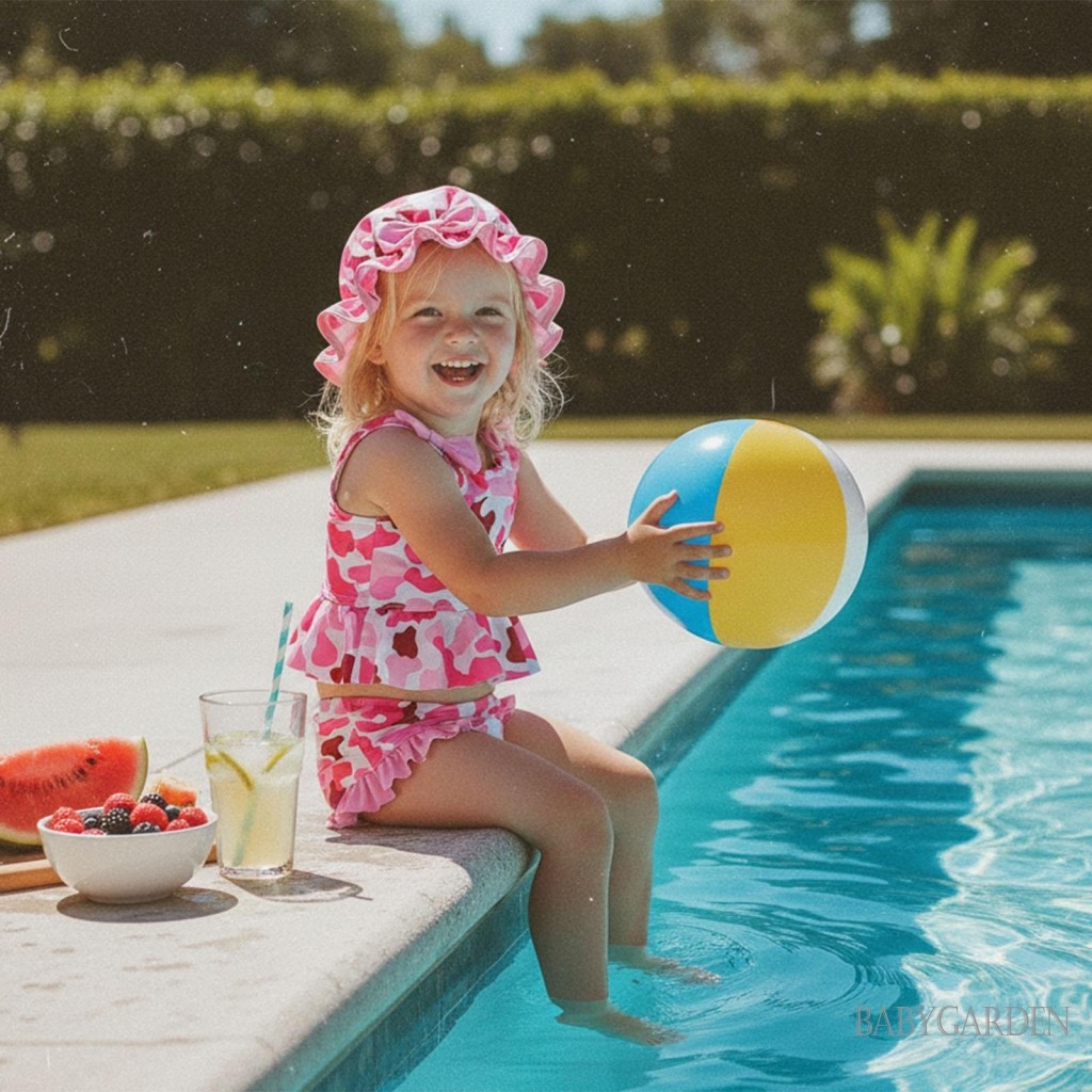 6M-4Y Trẻ Em Bé Gái Hai Mảnh Đồ Bơi Không Tay Tankini Đồ Bơi Có Nắp Bộ Đồ Tắm Mùa Hè