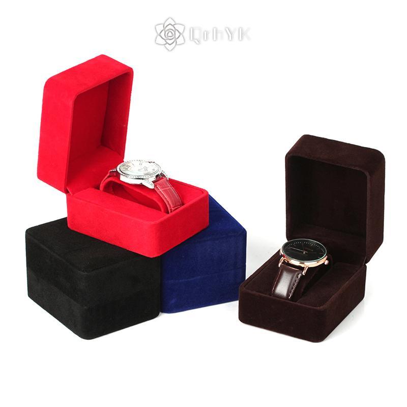 QrhYK Hộp Đồng Hồ Thời Trang Nhung Góc Tròn Đồng Hồ Thông Minh Clo Bảo Quản Phụ Kiện Trang Sức Kinh Doanh Pao Hộp Mới