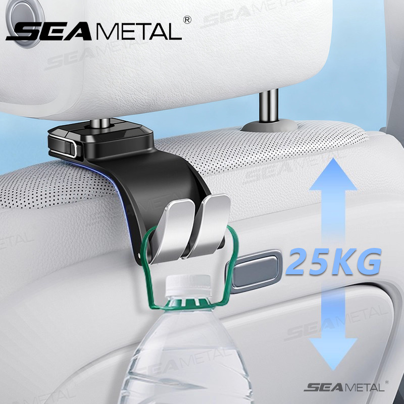 SEAMETAL Móc Tựa Đầu Ô Tô Cao Cấp ABS Ghế Sau Treo Móc Kép 20KG Móc Treo Chịu Lực Lớn Đa Năng