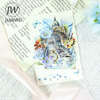 JIANWU 70mm * 200cm Vintage Thành Phố Du Lịch Đường Phố Vật Liệu Ghép Thêu Sò Băng PET Sáng Tạo DIY Tạp Chí Văn Phòng Phẩm