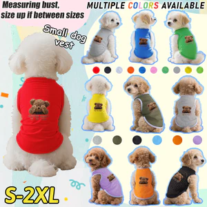 Áo vest thú cưng cỡ S-2XL, in hình gấu sang trọng, có nhiều màu sắc và thoáng khí cho mùa hè, thích hợp cho cả sử dụng trong nhà và ngoài trời, và phù hợp với tất cả chó mèo nhỏ.