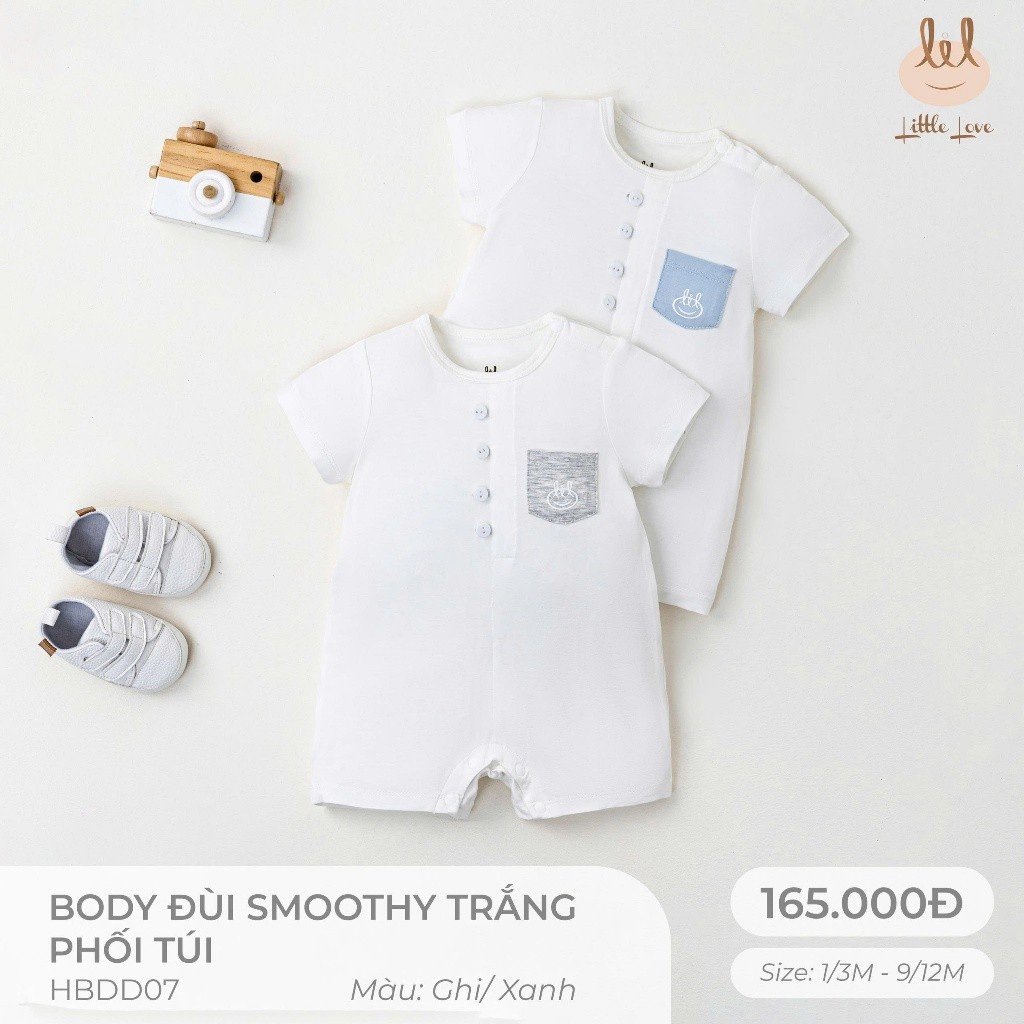 BODY ĐÙI VẢI SỢI TRE [ SIÊU MỀM, MÁT, MỊN CO DÃN VÀ THẤM HÚT TỐT] TRẮNG PHỐI SZ 1/3M - 9/12M (HBDD07)