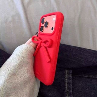Ốp Điện Thoại Silicon Lỏng Stereo Nơ Màu Cao Cấp Cho iPhone17 Pro Max 16 15 14 13 Pro Max Bảo Vệ Camera Chống Sốc Ốp Lưng Mềm Chống Rơi
