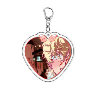 Anime Alien Stage Couple Keychain Heart Shape Acrylic Fun Key Chain Pendant Jewelry Gift