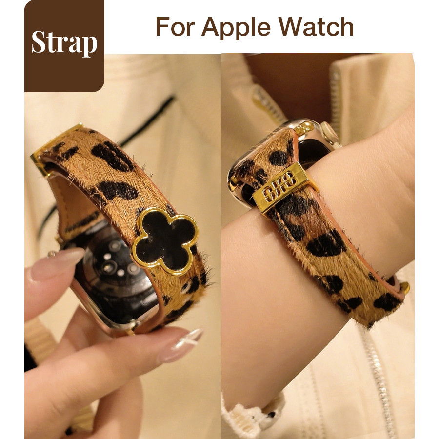 Dây đeo thắt lưng nhỏ in họa tiết da báo cổ điển dành cho nữ Thích hợp cho Apple Watch S11 SE3 Ultra3 S10 S9 S8 SE S7 S6 Ultra 49mm 46mm 42mm 40mm 44mm 41mm 45mm Dây đeo cổ tay