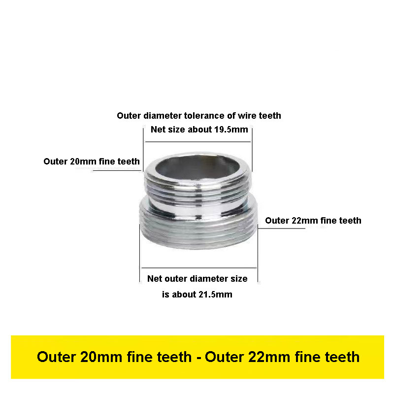 Bộ chuyển đổi vòi 22 Turn 16 18 20 22 24 26 28 mm Vòi răng mịn bên trong và bên ngoài 1 / 2 "3 / 4" Phụ kiện ren chuyển đổi