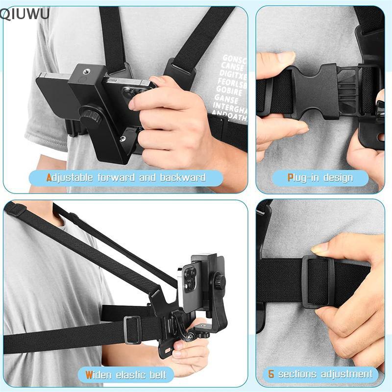 QIUWU Điện Thoại Di Động Ngực Gắn Dây Đeo Giá Đỡ Điện Thoại Di Động Kẹp Camera Hành Động.