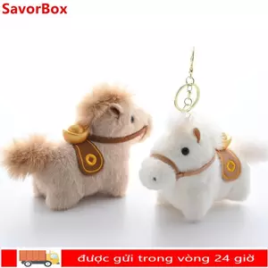 SAVORBOX Sang Trọng Pony Móc Khóa, Yuanbao Pony Thú Nhồi Bông Mặt Dây Chuyền Ngựa Sang Trọng, Mini 10cm Mềm Túi Tóc Dài Mặt Dây Chuyền Quà Tặng