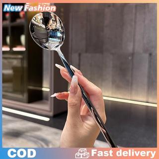 Thép không gỉ muỗng Hàn Quốc Dài xử lý Bộ đồ ăn dày khuấy đá muỗng bữa ăn muỗng gia đình bữa ăn tối muỗng