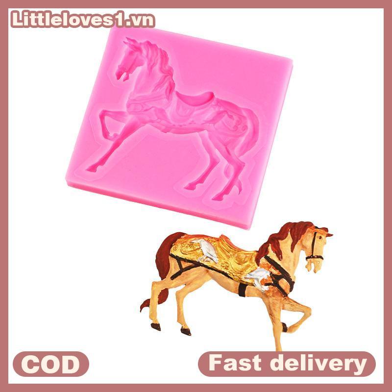 Littleloves1 Ngựa Khuôn Silicon Chạy Ngựa Fondant Bánh Trang Trí Dụng Cụ Cupcake Topper Sôcôla Kẹo Thủ Công Kẹo Cao Su Dán Đất Sét Polymer VN
