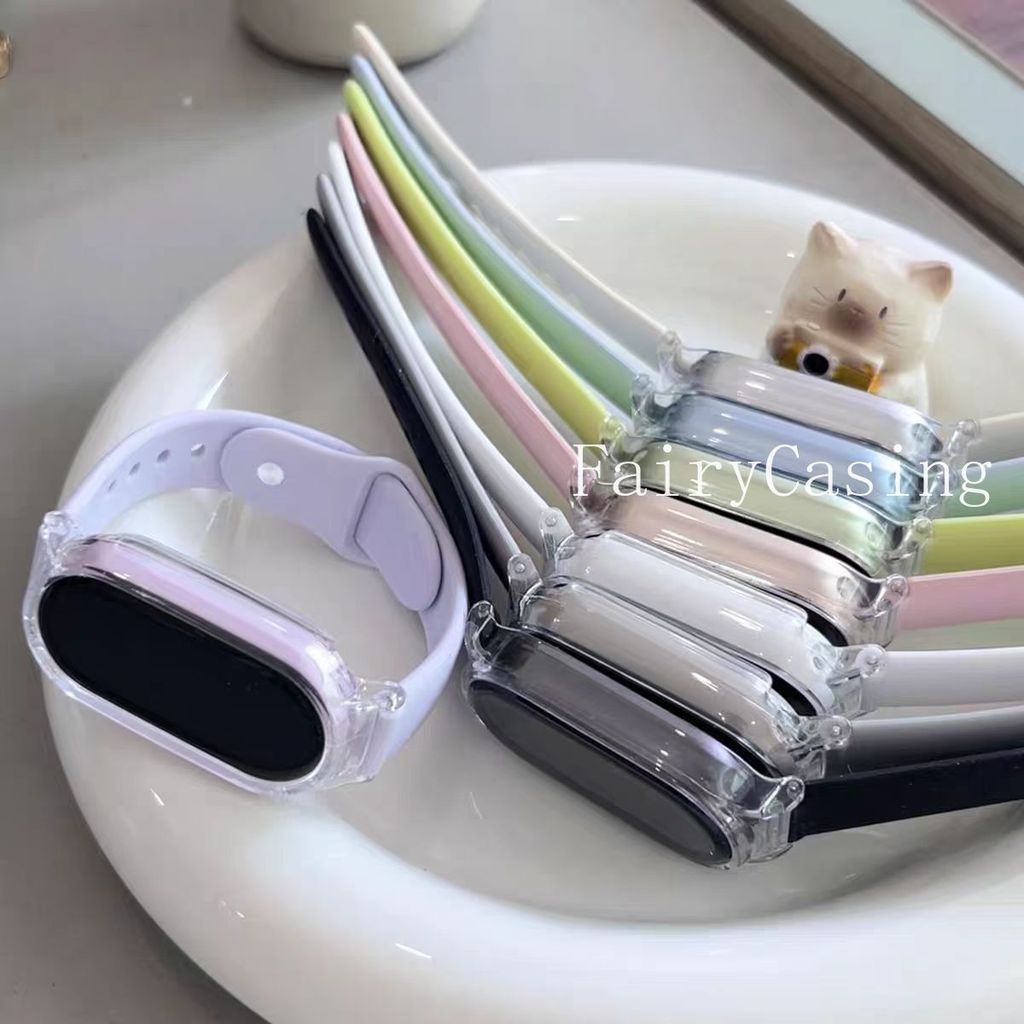 Ốp Lưng Trong Suốt + Dây Đeo Cho Xiaomi Mi Band 10 9 8 7 6 5 4 3 NFC Phụ Kiện Silicon Correa Vòng Tay Bao Phụ Kiện
