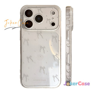 Ốp Lưng Cho IPhone 16 11 17 15 13 14 12 Pro Max 17AIR 15 7 8 Plus X XR Max Bìa mềm trong suốt có nơ đơn giản