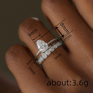 Nhẫn tinh tế hình giọt nước, zircon thời trang