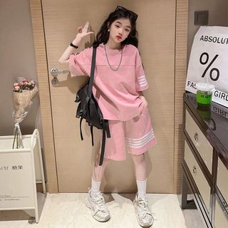 Set thể thao bé gái form rộng – Áo thun quần short mặc hè năng động