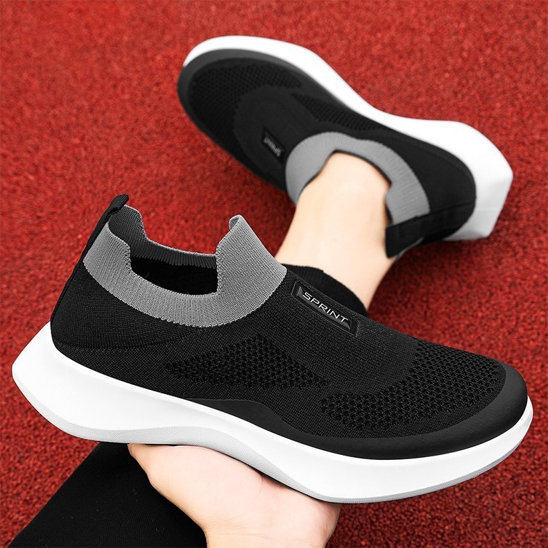🇻🇳 Giày Thể Thao Nam Sneaker Một Chạm Thoáng Khí Không Dây Kiểu Dáng Phối Màu Đơn Giản