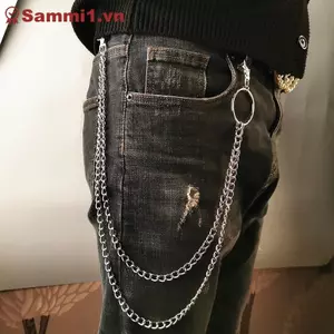 Dây xích kim loại 3 lớp ZK style punk rock, kẹp móc khóa thời trang hip-hop
