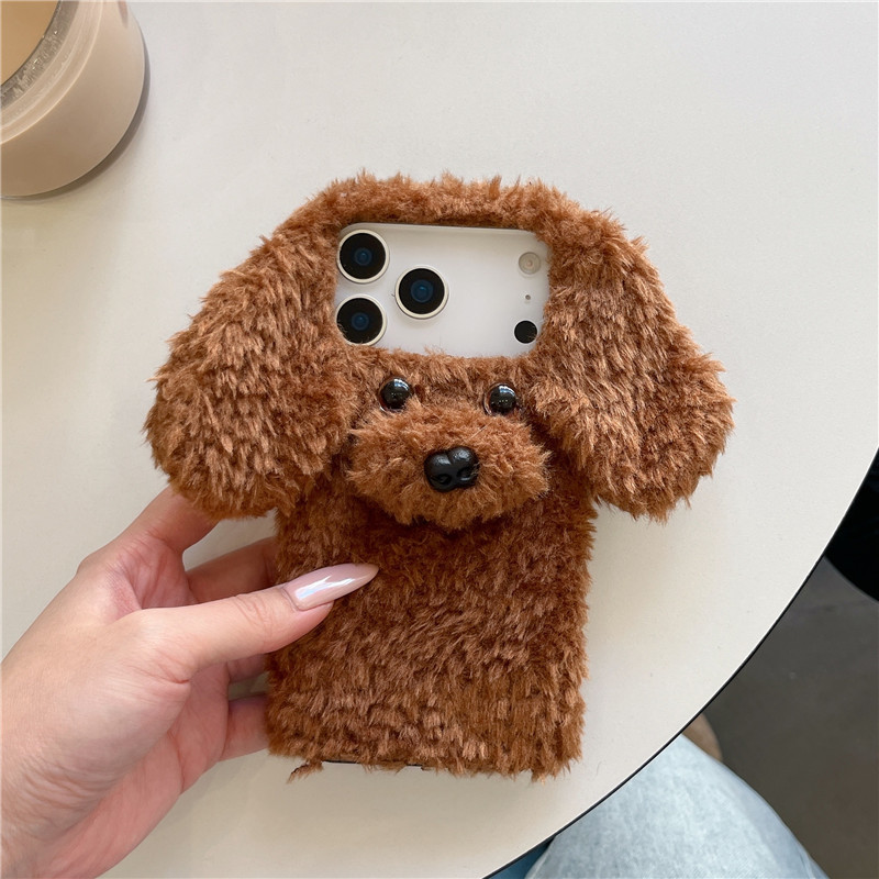Teddy Dog iphone17promax Plush Apple 16promax Thu Đông Vỏ Điện Thoại 15 Vỏ Bảo Vệ