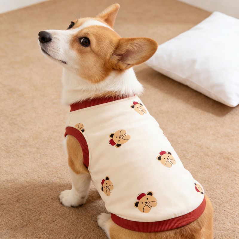 Quần áo cho chó cưng Siêu dễ thương In hình gấu Apple thân thiện với da Áo Vest thoải mái cỡ vừa Chó Corgi Shiba Inu Chiến đấu Pháp