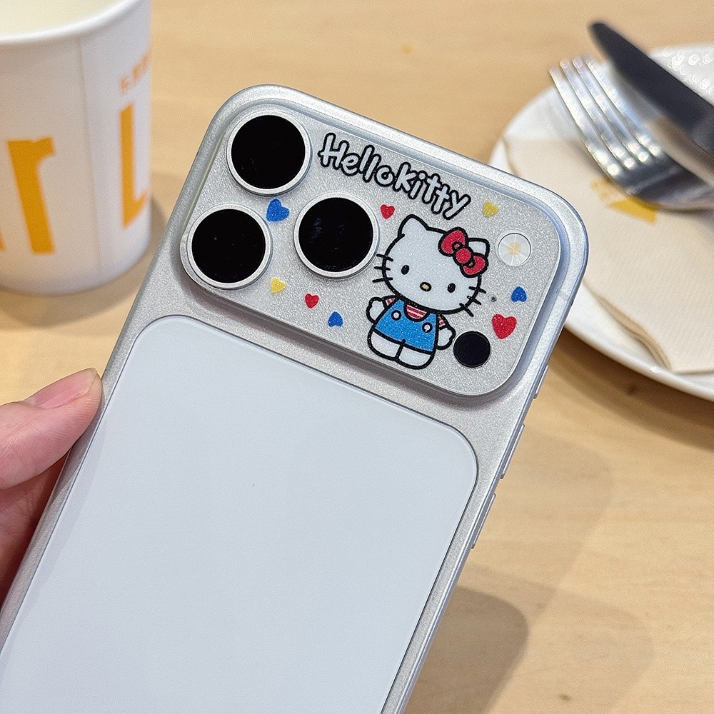 Siêu Mỏng Gấu Ngôi Sao Người Hoạt Hình Mèo Rỗng Ra Lấp Lánh Miếng Dán Cho iPhone 17 Pro Max 17 Pro Phim Mềm Ống Kính Đế Miếng