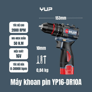 Máy Khoan Pin 16V YUPAI YP16 DR10A 10MM 3 Chức Năng – Khoan, Bắt Vít, Đảo Chiều, Bảo Hành Chính Hãng