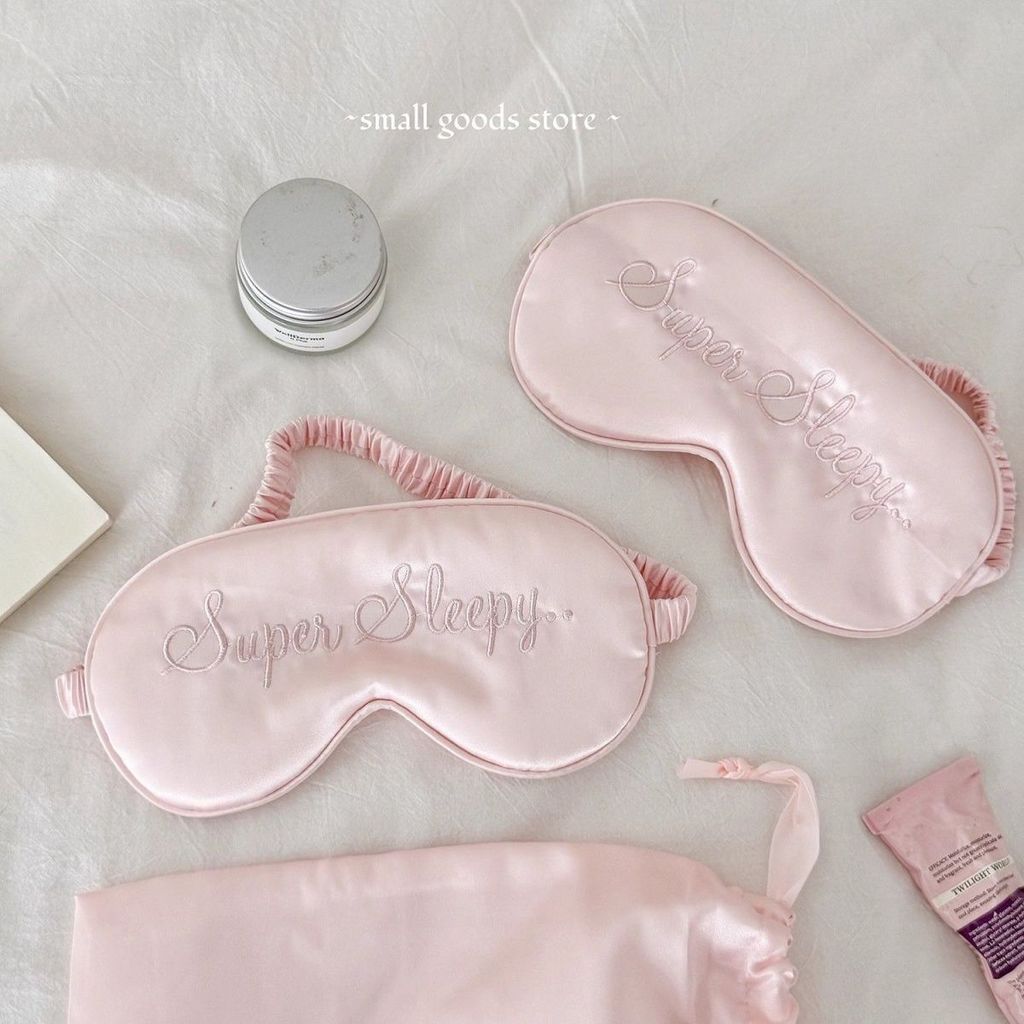 Lụa Mô Phỏng Bóng Đơn Giản Thêu Tiếng Anh Nghỉ Trưa Giảm Mệt Mỏi Bảo Vệ Mắt Học Sinh Che Bóng Mặt nạ Mắt Che Bóng Mặt nạ Mắt, Mặt nạ Ngủ