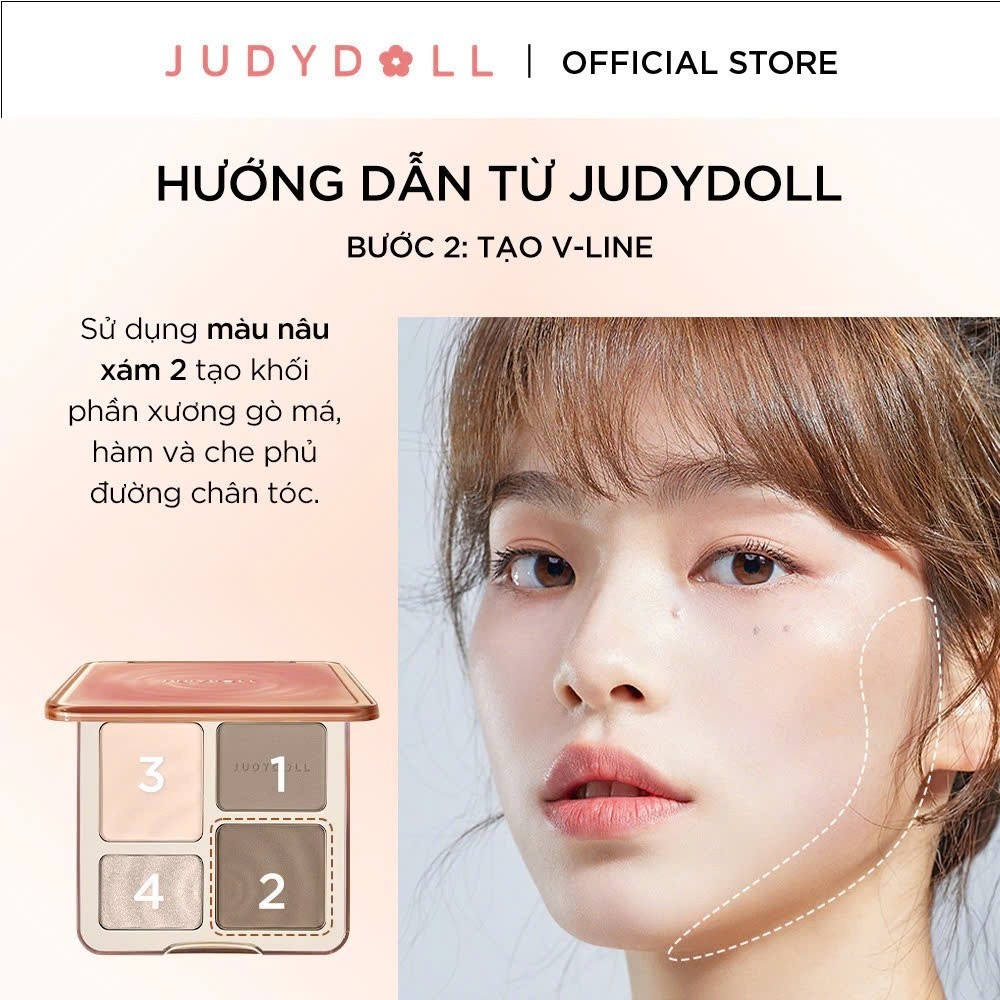 JUDYDOLL Bảng Tạo Khối & Highlight 4 Ô – Màu Tự Nhiên, Dễ Dùng, Hàng Chính Hãng.