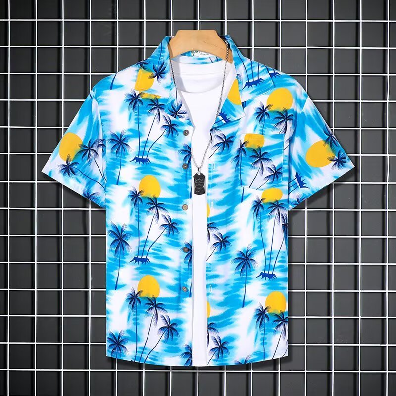 Bộ Đồ Du Lịch Hawaii Phù Hợp Mùa Hè, Thiết Kế Cây Cọ Nhiệt Đới