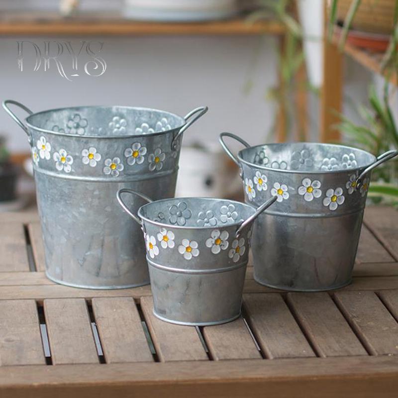 Chậu hoa sắt cổ điển để bàn, ban công, bình cắm cây Buet mới