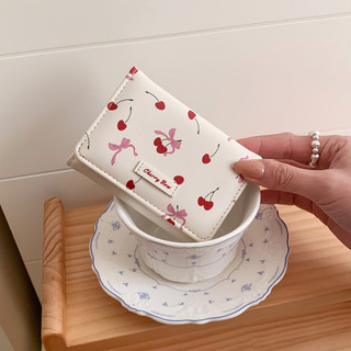 Ví nữ in hình nơ anh đào sáng tạo ngọt ngào có thể gập lại Hộp đựng nhiều thẻ đa chức năng Ví đựng tiền mặt