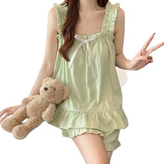 Đồ ngủ cho nữ với đệm ngực, phong cách mới, dây đeo, cotton mây, đồ mặc nhà thoải mái, bộ hai mảnh phù hợp ở nhà, đi dạo