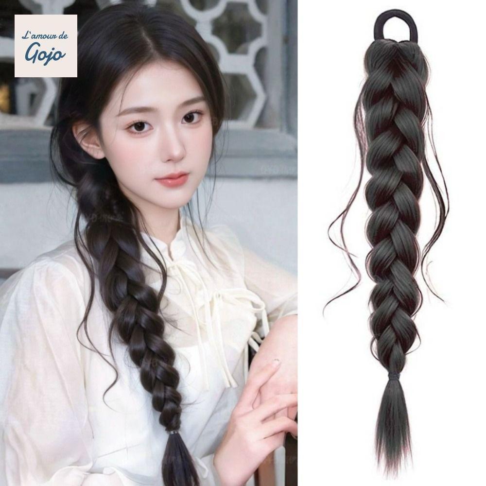 GOJO Tóc Giả Bím Đuôi Cá Xoắn, Đuôi Ngựa Quấn Tóc Lộn Xộn, Dây Buộc Tóc Handmade Lông Tơ, Phần Mở Rộng Tóc Nữ / Bé Gái